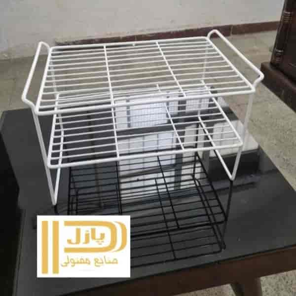 راف دو طبقه با روکش سفید و مشکی